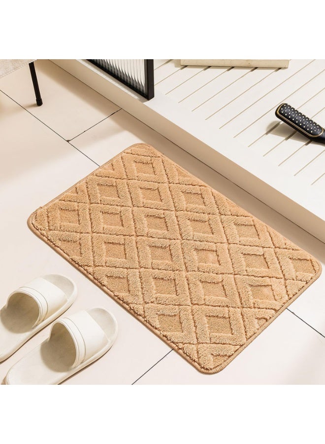 Bathroom Rugs Bath Mat 38 By 58 cm Non Slip Fluffy Soft Plush Microfiber Shower Carpet Rug Machine Washable Quick Dry Ultra Bath Mats for Tub Bathroom and Shower Light Beige.